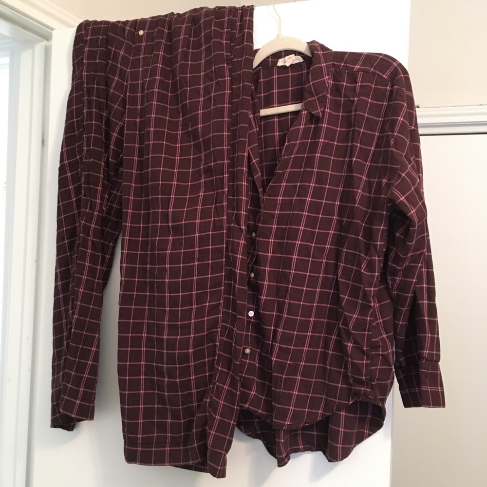 *LAST CHANCE* Women's Pajama Set Plaid Flannel Chocolate Raisin Size M - Picture 2 of 9